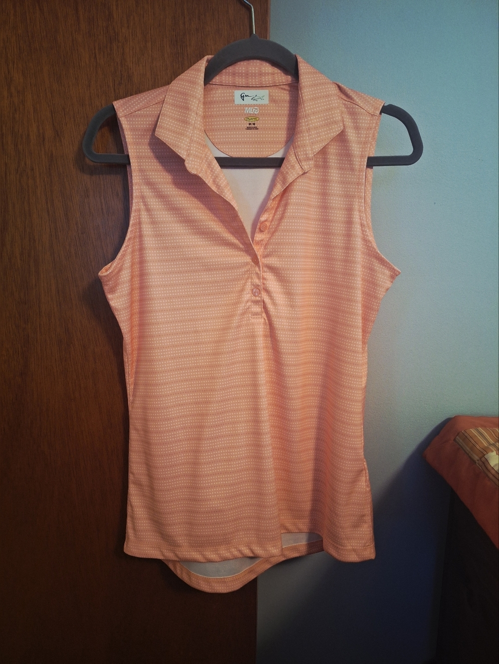Greg Norman ML75 Dotted Stripe Sleeveless Golf Polo Women's Size M